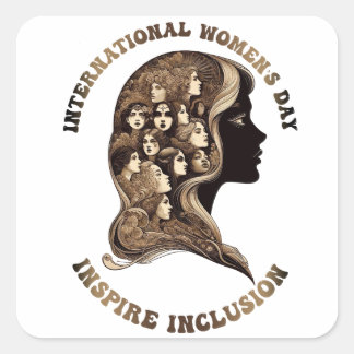 International Women's day Inspire Inclusion girl's Square Sticker