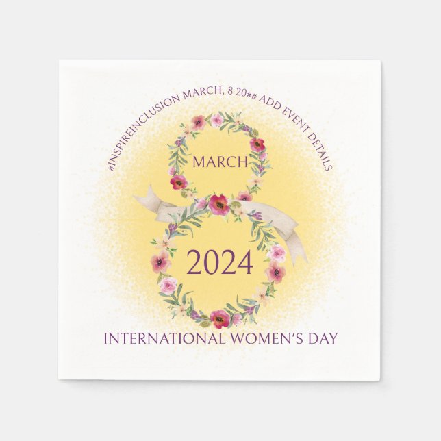 International Womens Day March 8 Inspire Inclusion Napkin (Front)