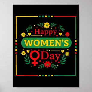 International Womens Day March 8 Rose Feminist Poster