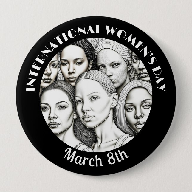International Women's Day March 8th 10 Cm Round Badge (Front)