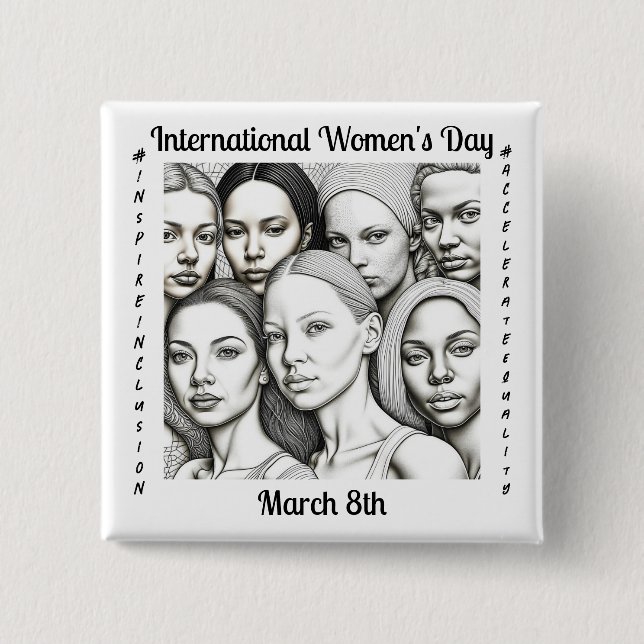 International Women's Day March 8th 15 Cm Square Badge (Front)