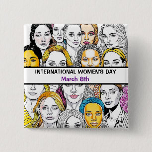 International Women's Day March 8th 15 Cm Square Badge