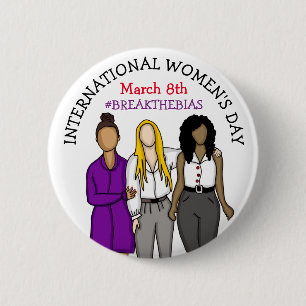 International Women's Day March 8th 6 Cm Round Badge
