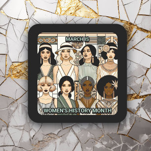 International Women's Day March 8th Art Deco Square Sticker