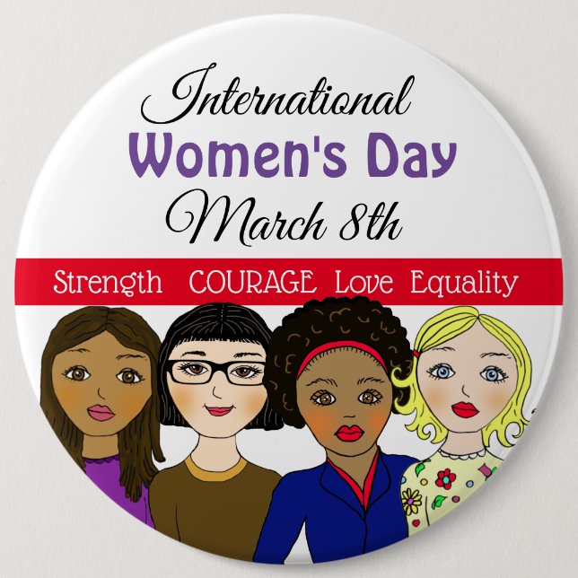 International Women's Day March 8th Button (Front)