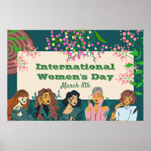  International Women's Day March 8th Floral Large Poster
