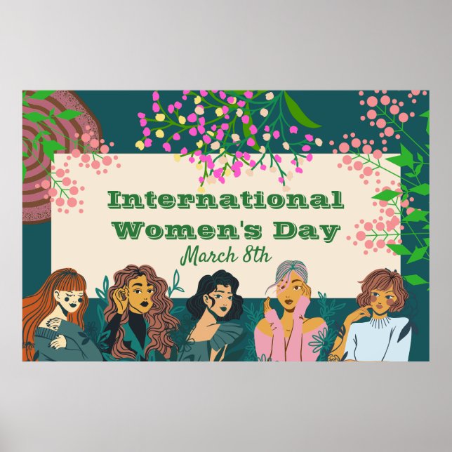  International Women's Day March 8th Floral Large Poster (Front)