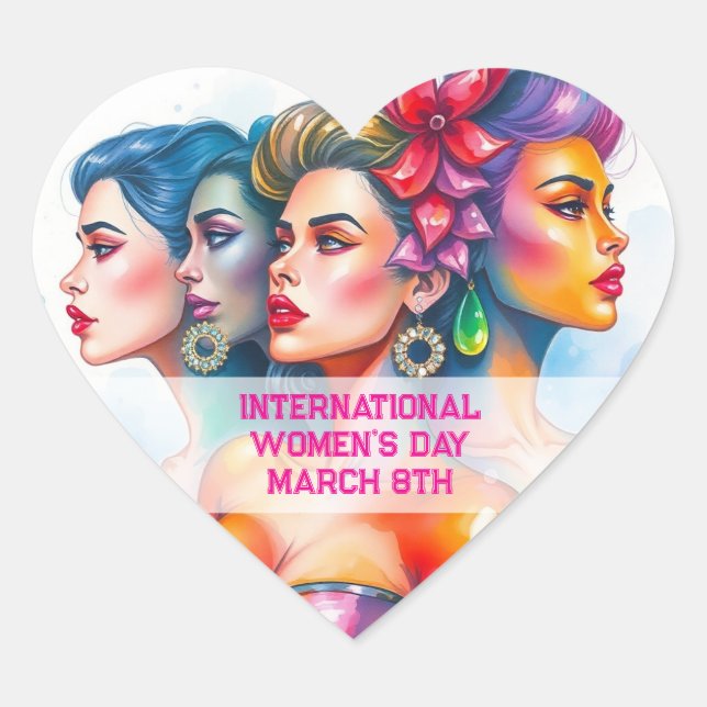 International Women's Day - March 8th Heart Heart Sticker (Front)