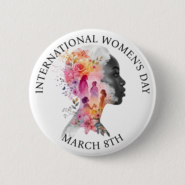 International Women's Day March 8th IWD 6 Cm Round Badge (Front)