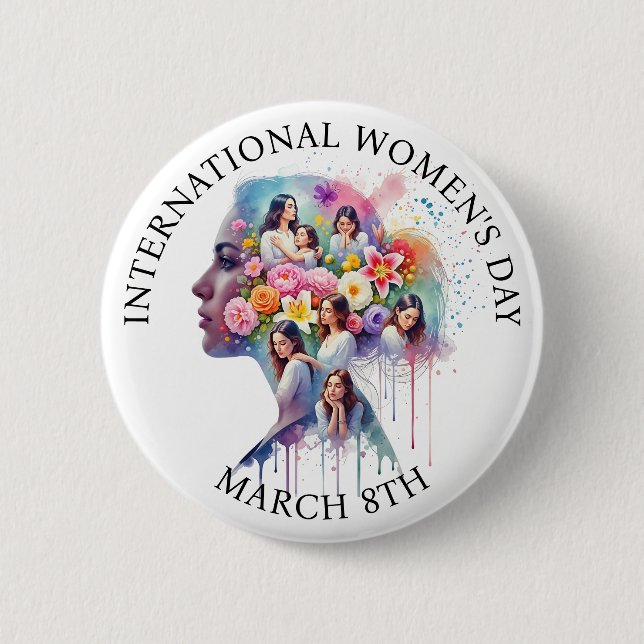 International Women's Day March 8th IWD 6 Cm Round Badge (Front)