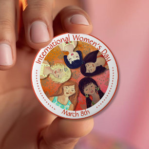 International Women's Day painted Diverse Portrait 10 Cm Round Badge