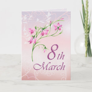 International women's day, pink flowers card