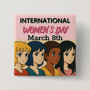 International Women's Day Pop Art 15 Cm Square Badge