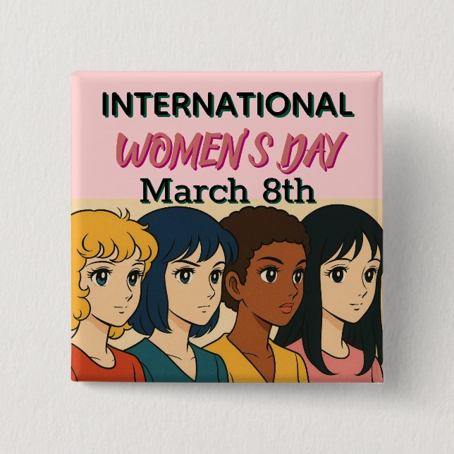 International Women's Day | Pop Art  15 Cm Square Badge (Front)