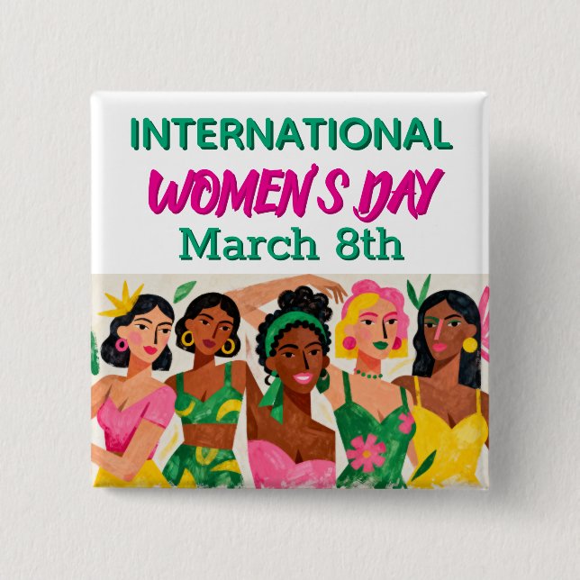 International Women's Day | Pop Art  15 Cm Square Badge (Front)