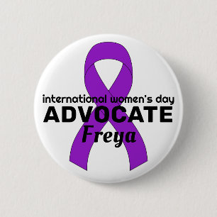 International Women's Day Ribbon White Button