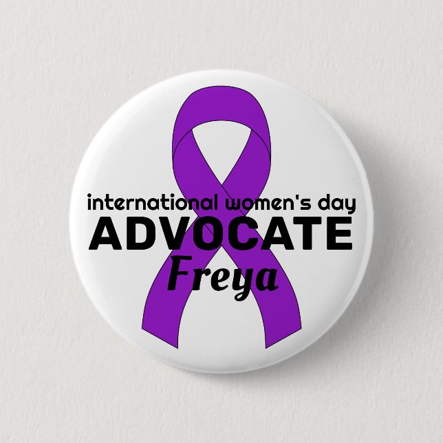 International Women's Day Ribbon White Button (Front)