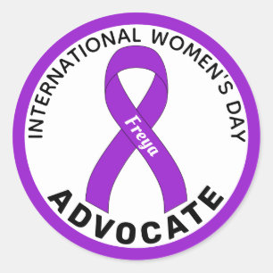 International Women's Day Ribbon White Classic Round Sticker