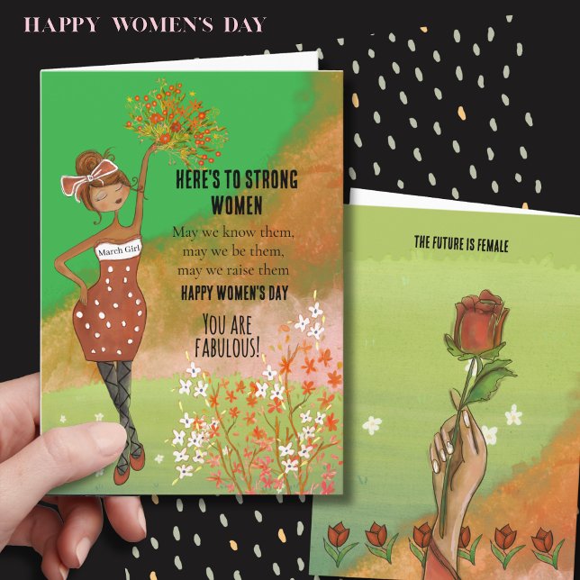 International WOMEN'S DAY Strong Women Quote Card (WOMENS DAY Funky March Girl Strong Women Card (2))