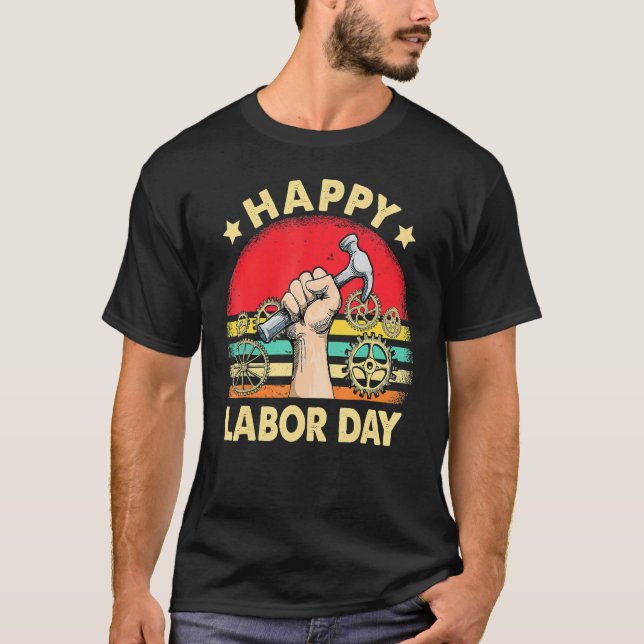 International Workers Day Happy Labour Day Retro V T-Shirt (Front)