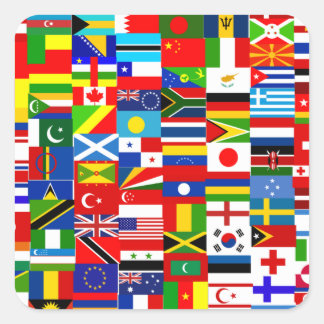 International World Wide Flag Collage Square Sticker