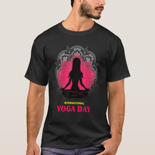 International Yoga Day With Flower And Mandala Wom T-Shirt (Front)