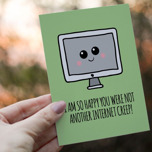 Internet Creep Kawaii Funny Valentines Day Postcard ( This card is sure to fry the motherboard of any heart and give your love life a software update )