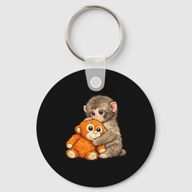 Internet meme punch monkey with teddy bear cuddlin key ring (Front)