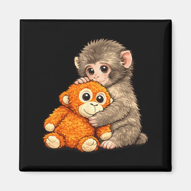 Internet meme punch monkey with teddy bear cuddlin magnet (Front)
