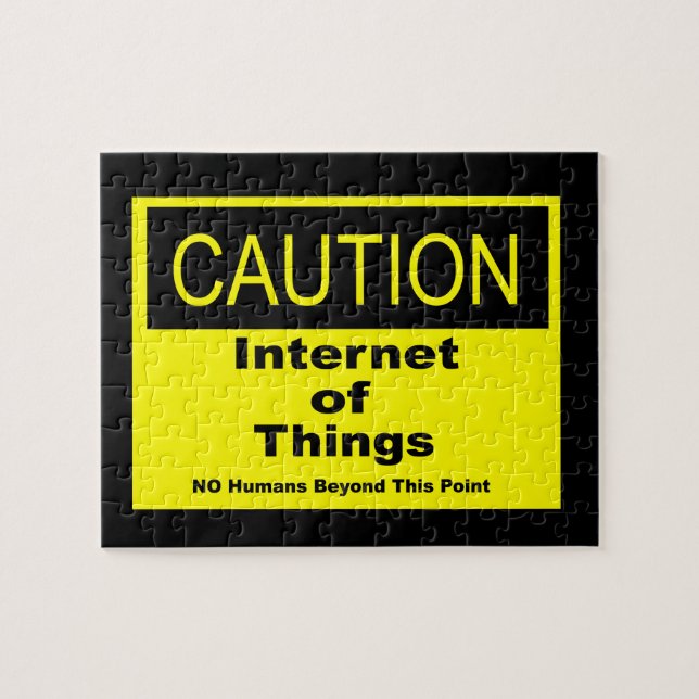 Internet of Things IoT Caution Warning Sign Jigsaw Puzzle (Horizontal)