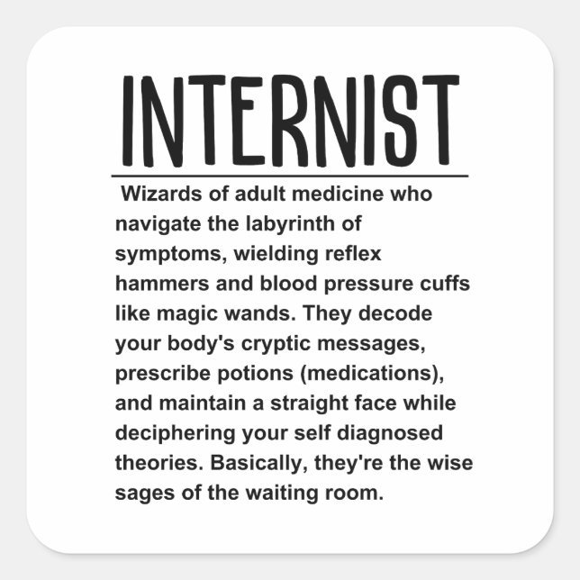 Internist Square Sticker (Front)
