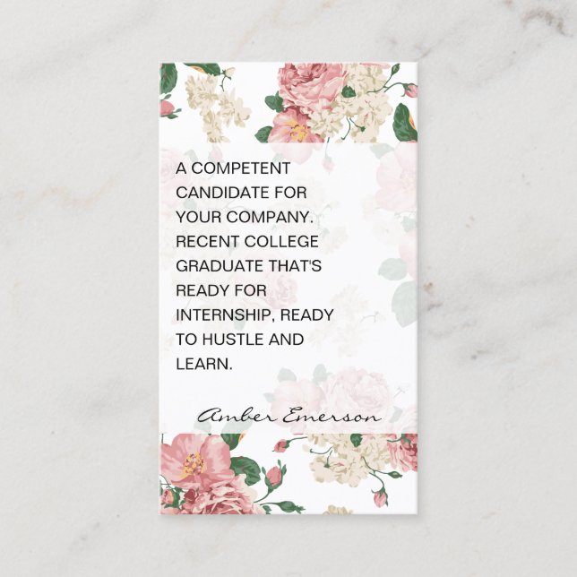 Internship Floral Pattern Business Card (Front)