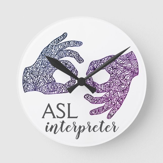"Interpreter" American Sign Language (Ombré) Clock (Front)
