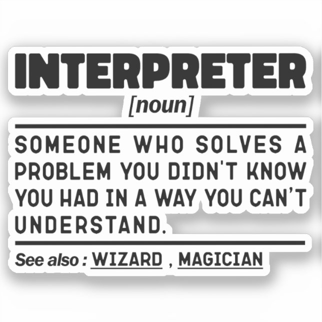 Interpreter Noun Translation Specialist Linguist  (Front)