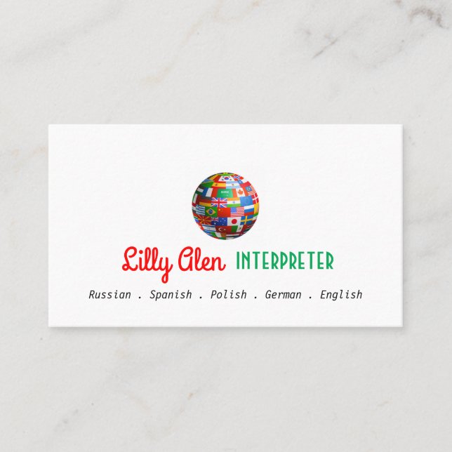 Interpreter Translator Business Card (Front)