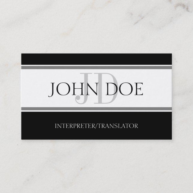 Interpreter/Translator Stripe W/W Business Card (Front)
