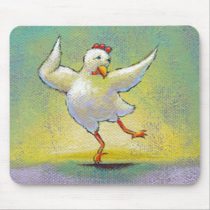 Interpretive dance chicken fun unique original art mouse pad