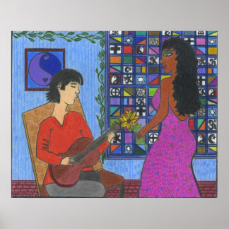 Interracial Couple Whistler Poster