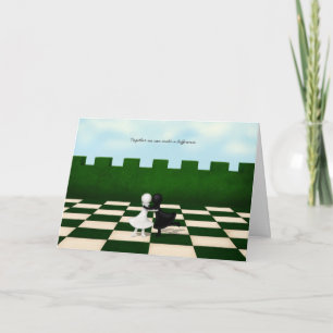 Interracial Friends Chess Pawns Hug Personalised Card