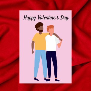 Interracial Gay Couple Two Men Valentine's Day Card