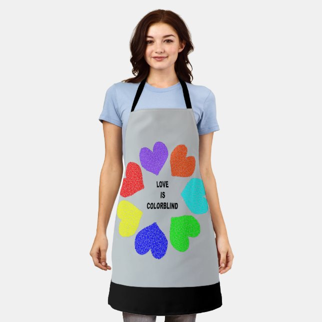 Interracial Love Rainbow Hearts Apron (Worn)