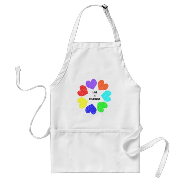 Interracial Love Rainbow Hearts Apron (Front)