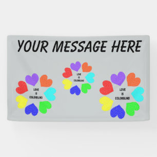 Interracial Love Rainbow Hearts Custom Banner