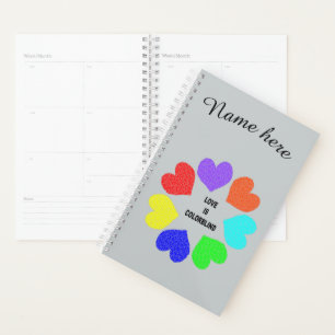 Interracial Love Rainbow Hearts Custom Planner