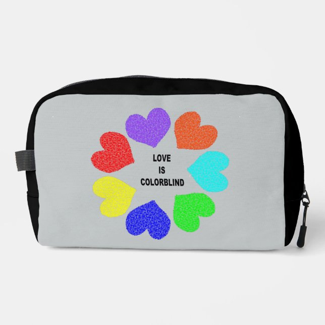 Interracial Love Rainbow Hearts Dopp Kit (Front)