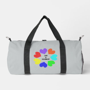 Interracial Love Rainbow Hearts Duffle Bag