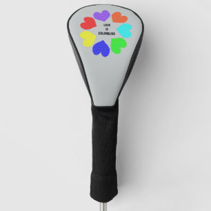 Interracial Love Rainbow Hearts Golf Driver Cover