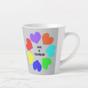 Interracial Love Rainbow Hearts Latte Mug