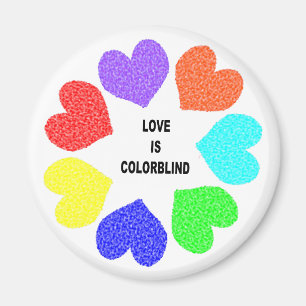 Interracial Love Rainbow Hearts Magnet