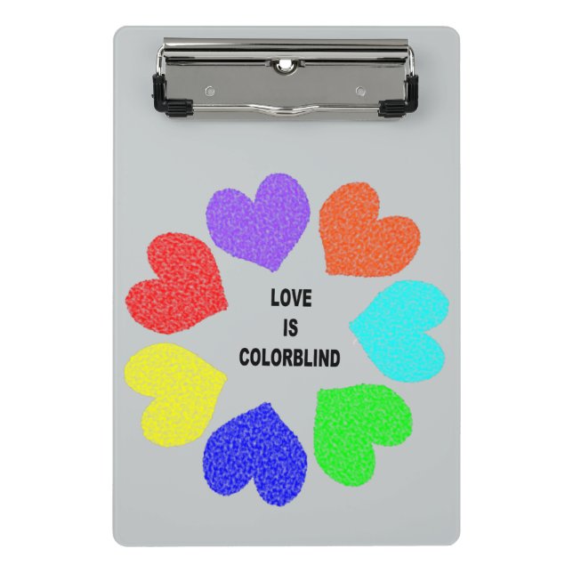 Interracial Love Rainbow Hearts Mini Clipboard (Front)